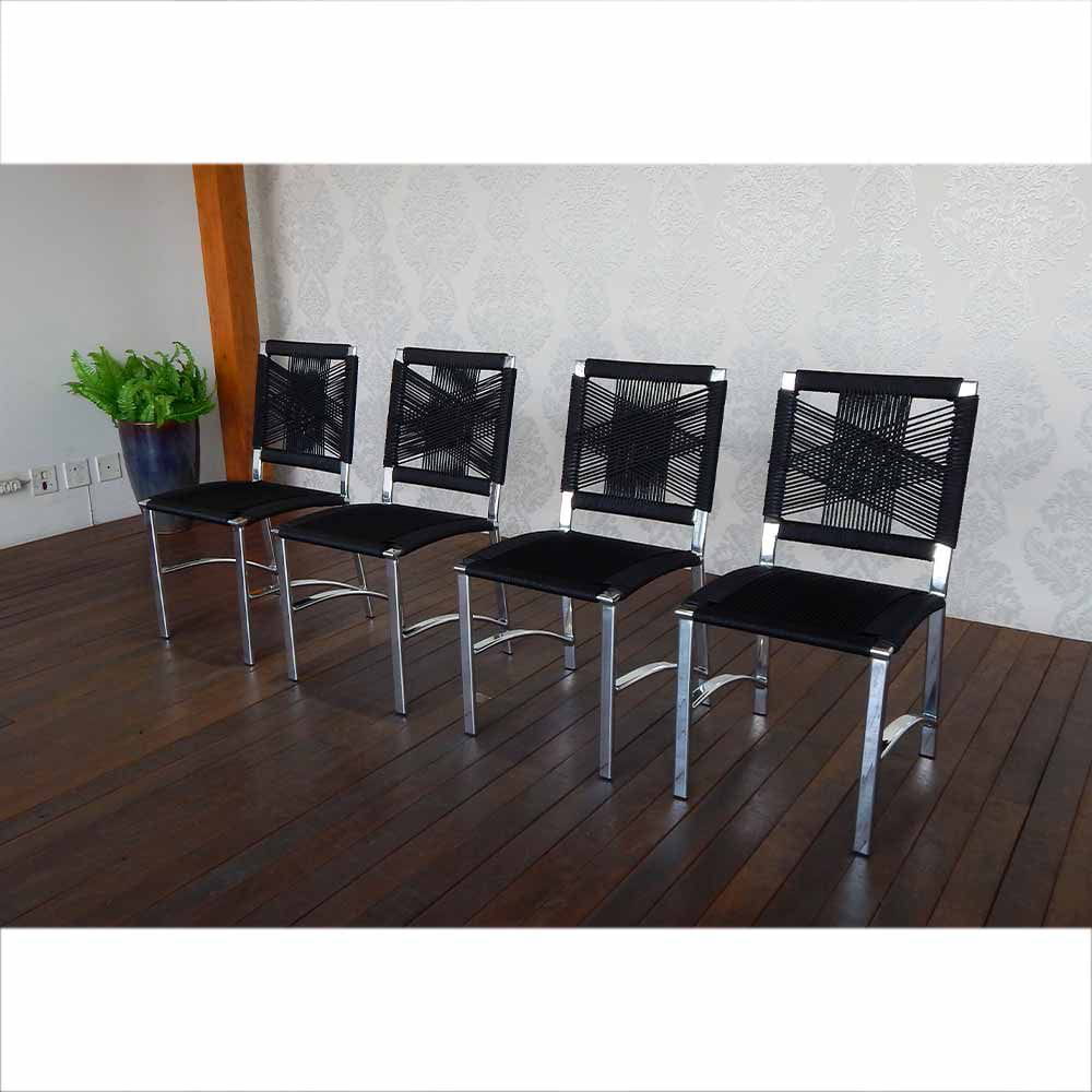 Conjunto de 4 Cadeiras em Corda Sintética e Alumínio Fortaleza